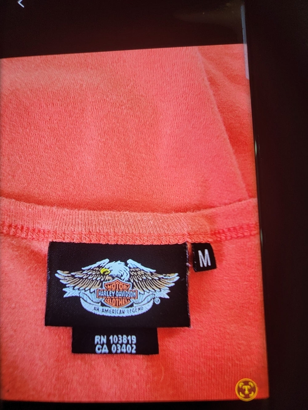 Harley-Davidson Women's size M Orange Tank with Purple Flame & Rose Graphic - Picture 6 of 6
